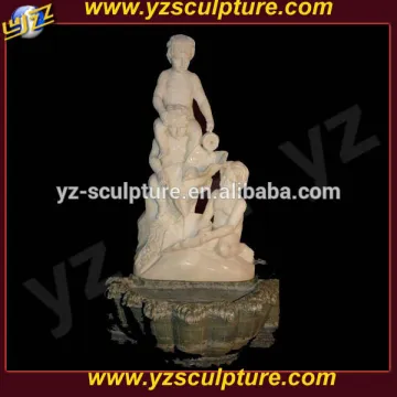 outdoor big carved natural marble water fountain with child