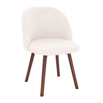 Upholstered Cafe Side Chair with Wooden Legs for Dining and Living Room