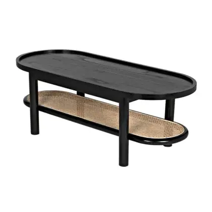 New Century Light Luxury Wooden Rattan Rectangular Living Room Tea Table