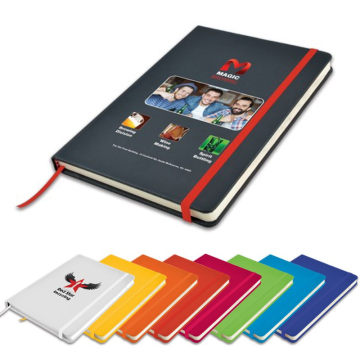 Custom Wholesale A5 PU Leather Journal with Coated Pages and Elastic Band for Promotional Use