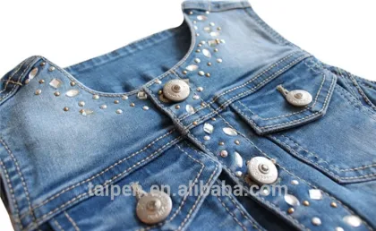 Wholesale Fashion 100% Cotton Kids Girls Waistcoats Denim Vest