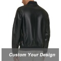 Chaqueta de béisbol masculina en cuero negro