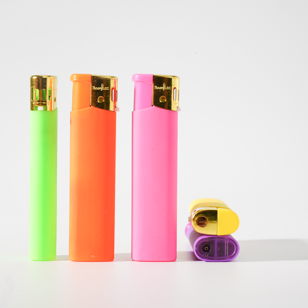 Soft flame five color matte rubber finished lighter