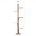 Eco Friendly Modern Natural Wooden Cat Climbing Tree Tower Scratcher Multi Tier Activity Center Sustainable Pet Furniture Carton