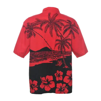 Custom High Quality Brand Button-Up Palm Tree Print Hawaiian Shirts