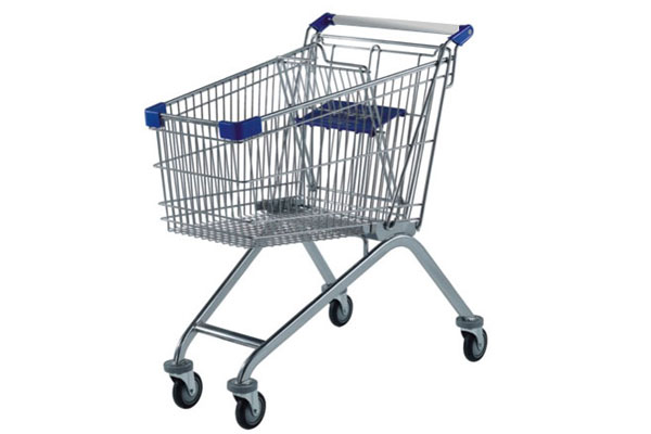 Galvanized Shopping Supermarket Cart Trolley with 4 Wheels