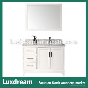 48'' modern white bathroom vanities cabinet with white carrara marble top