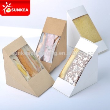 Custom logo printed craft paper triangle sandwich box
