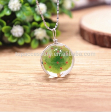 TNC61128-44 Hot sale Apple tree Jewelry Crystal Glass Ball Long Strip Leather Chain Pendant Necklaces