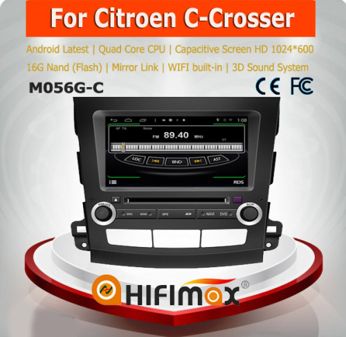 HIFIMAX Android 4.4.4 car radio dvd gps navigation system for Citroen C-Crosser WITH Capacitive screen+SD 1024*600 Resolution