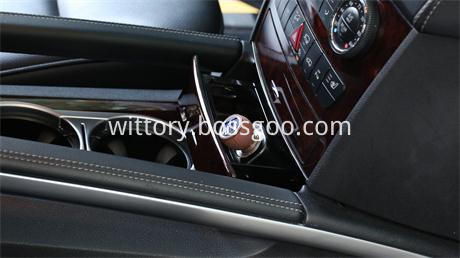 Brown leather grain dual USB car charger