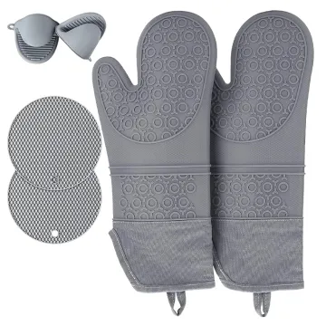 2-Piece Random Color Anti-Scalding Silicone Oven Mitts: Heat-Resistant Hand Protectors with Non-Slip Insulation