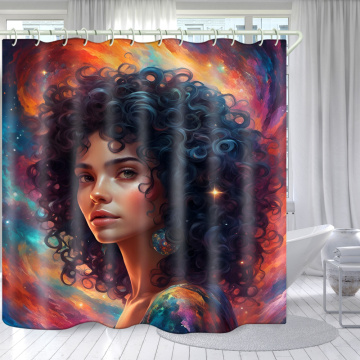 3D waterproof extra long shower curtain