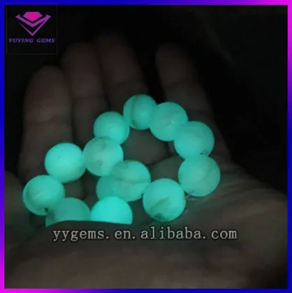 8mm luminous glass stones string glow gems beads bracelet
