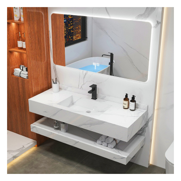 Lavabo Single Basin Solid Surface Wall Hung Marble Pattern Floating Bathroom Sink