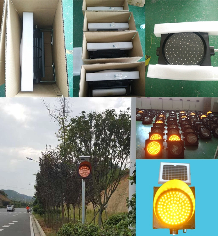  LED solar yellow flash traffic