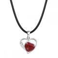 Red Jasper Love Heart Birthstone Pendant Gemstone Necklaces for Women