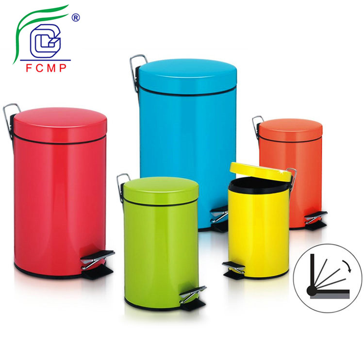 colorful steel trash can set