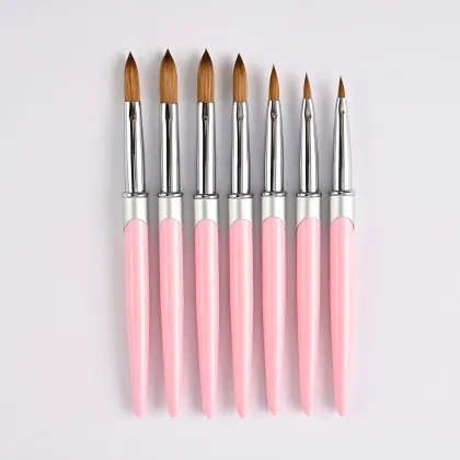 Qianya High Quality Pink Crimped Acrylic Nail Paint Brush