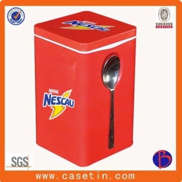 metal tin can , square tin can , tea tin can