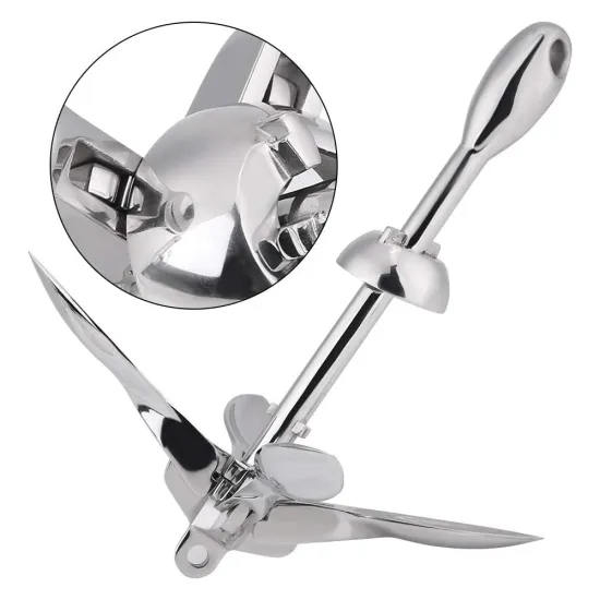 Hot selling Marine High Polished 316 Stainless Steel Boat Hardware Grapnel Folding Anchor for boat