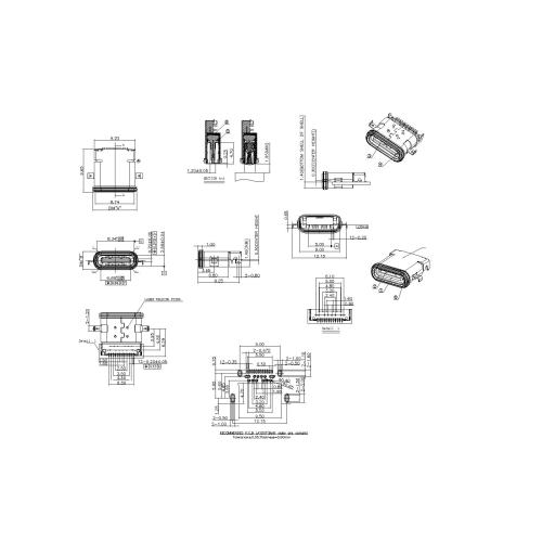 Type 24P Female Waterproof SMT and THT Offest