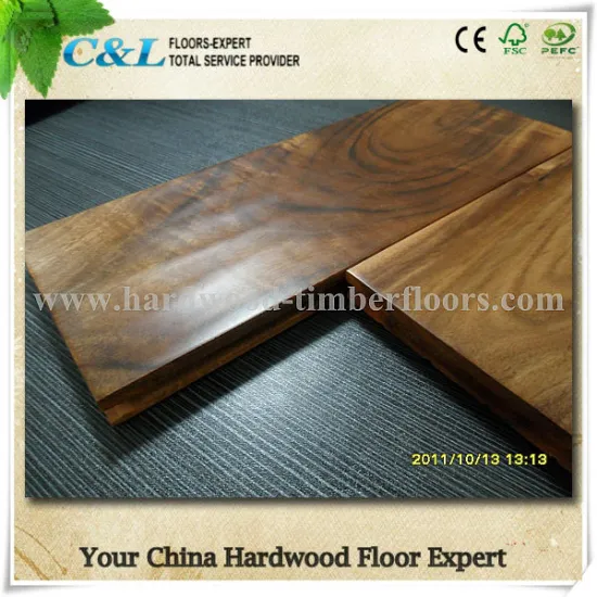 Real hand-scraped small leaf acacia wood flooring hardness 2200