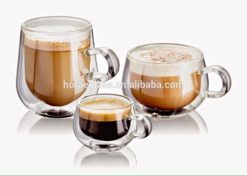 2017 new products 150ml 250ml 350ml Espresso double wall borosilicate glass coffee cup with handle