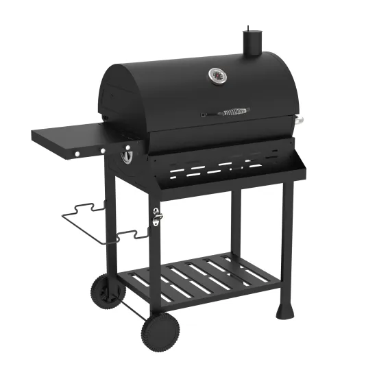 Portable Heavy Duty Outdoor Wheel Trolley Barrel Smoker Grill Charcoal BBQ