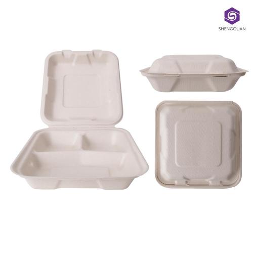  disposable tableware biodegradable lunch box 3 compartment Manufactory