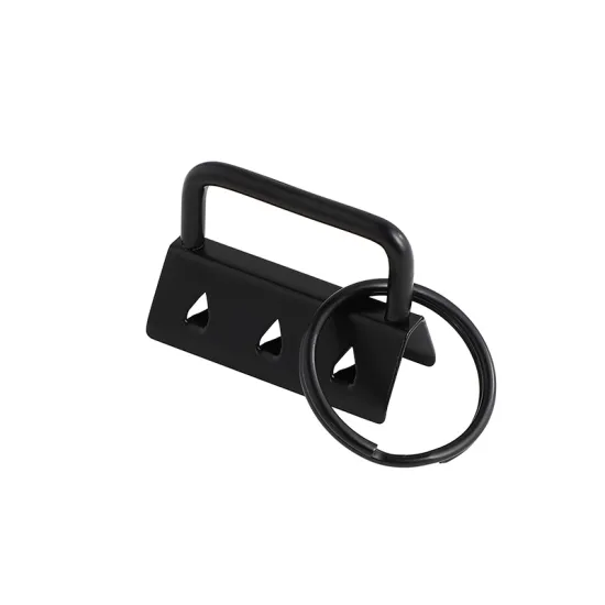 Wholesale Black Nickel Plated Metal Key Rings with Tail Clip Fobs