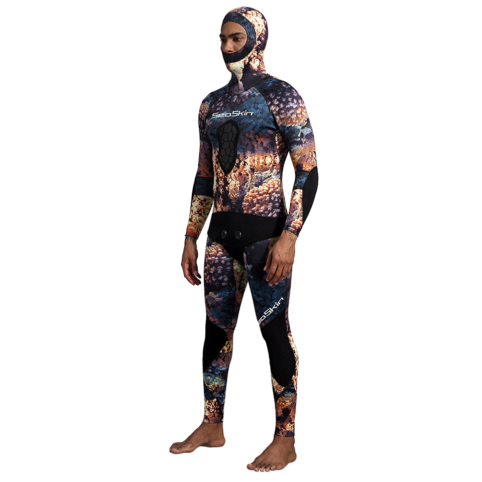 सीस्किन 5 मिमी लचीला wetsuit पुरुष स्पीयरफिशिंग wetsuit