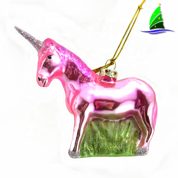 Fashion Christmas Hand Blown Glass Unicorn Animal Ornaments