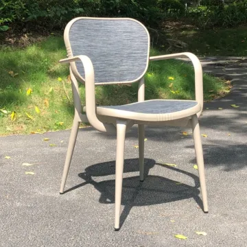 Outdoor Restaurant Furniture: Teslin Mesh Arm Chairs with Patio Negotiating Table and Garden Chairs