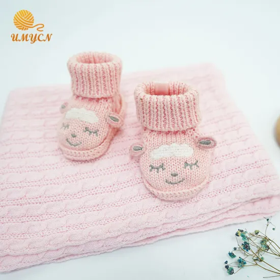 100% Cotton Pink Crochet Baby Girls Shoes