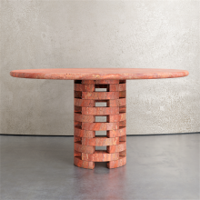 Marble Furniture Concrete Texture Table Retro Clay Color Travertine Round Dining Tables