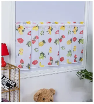 Southeast Asian Fruit Cartoon Print Kitchen Short Curtains - Ready Made Options