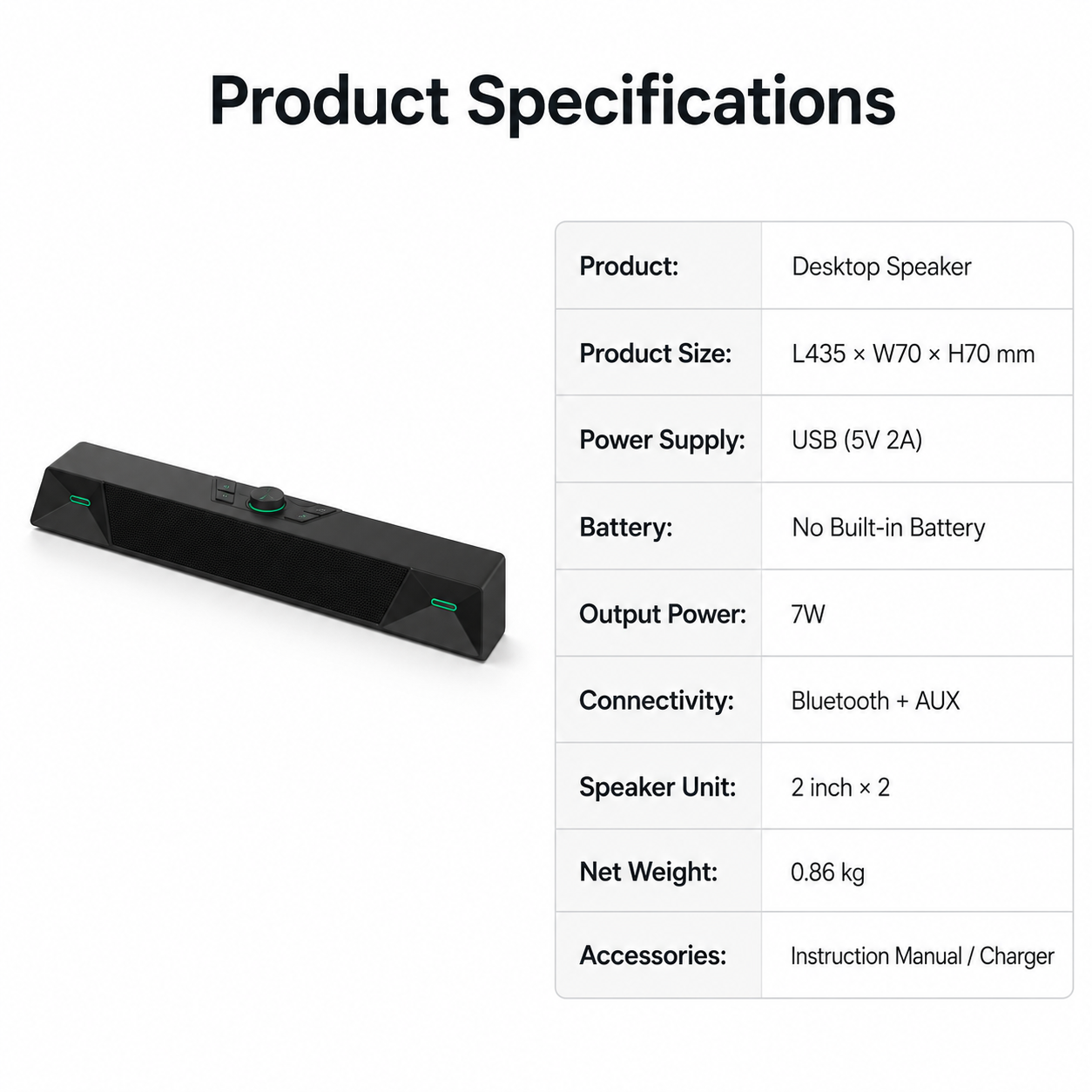 Compact Bluetooth Desktop Speaker