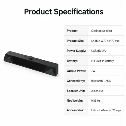 Compact Desktop Bluetooth Speaker for Office Use