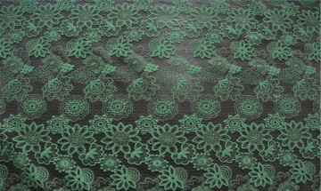 green cotton embroidery polyester mesh fabric