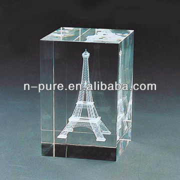 Eiffel Tower Crystal Laser Engraved Block