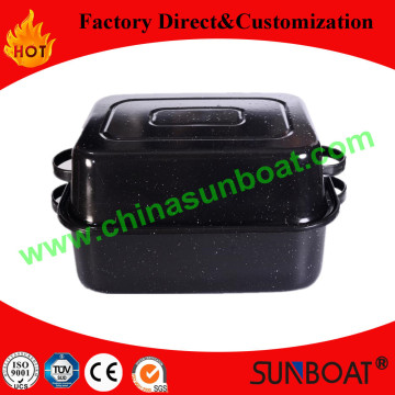 Carbon steel enamel baking tray with handles
