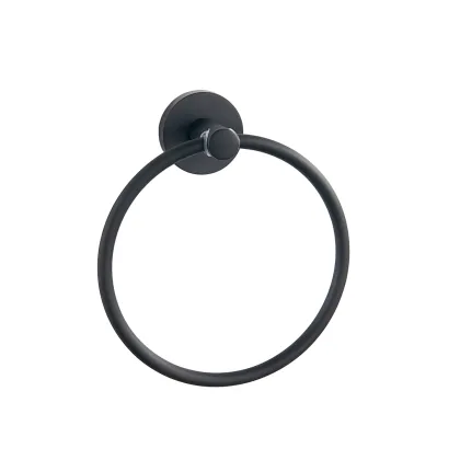 Hotel Bathroom Towel Ring Hanger Simple Design Black Matte Towel Ring Holder