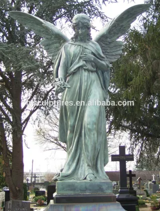 Standing opening wings romantic handmade marble guardian angels