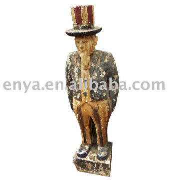 Antique Wood Carving Sculpture, Wooden Statue, Home Decoration