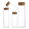 Clear tubular vial glass tube vial with cork