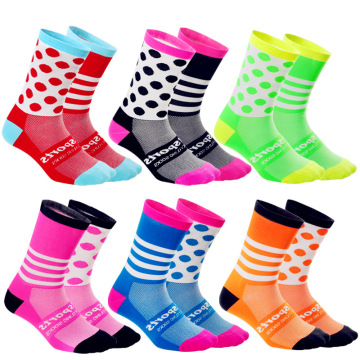 Cycling Socks Stripe Dot Professional Brand Sport Socks Breathable Bicycle Sock Outdoor Racing Running Socks Cycling Sportswear