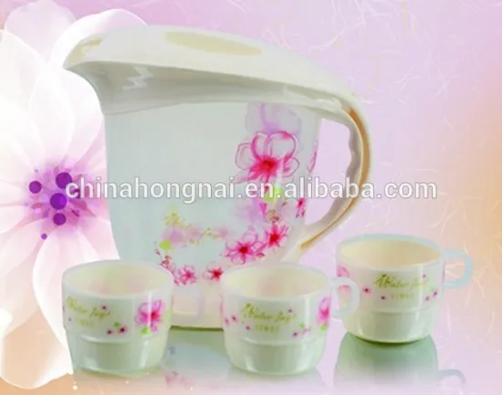 2015 color printing plastic food safe pitcher with cup