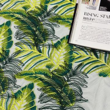 Forest Green Cord Embroidery Fabric For Dresses