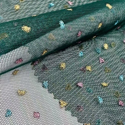 Mehrfarbiges glitzerndes Herz-Polyester-Mesh-Kleid für Mädchen